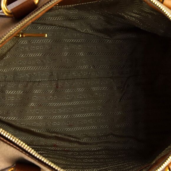 Prada Logo Convertible Zip Satchel Canvas with Leather Large Brown - Picture 5 of 9